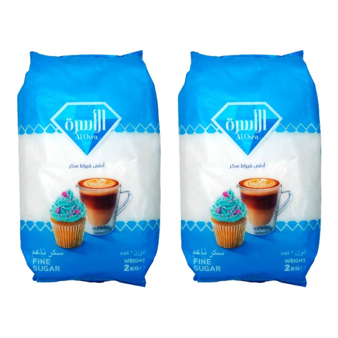 Al Osra Fine Sugar, 2kg Pack of 2