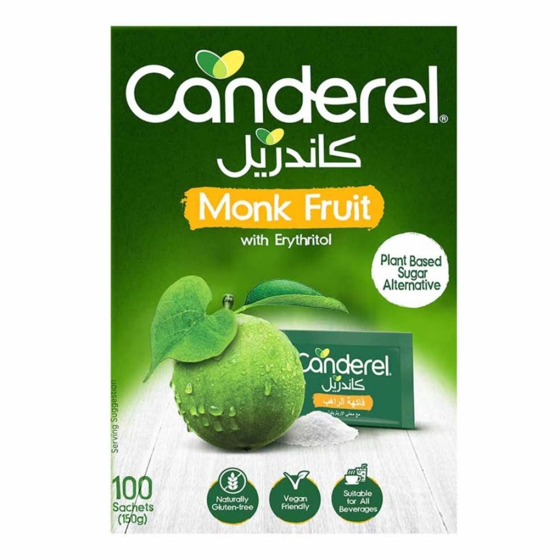 Canderel Monk Fruit Sachets With Erythritol 100 Sachets 150g