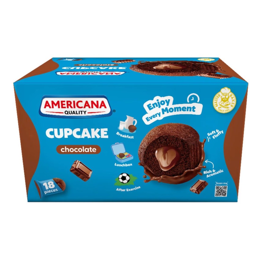 Americana Chocolate Filled Cupcake 28g Pack of 18