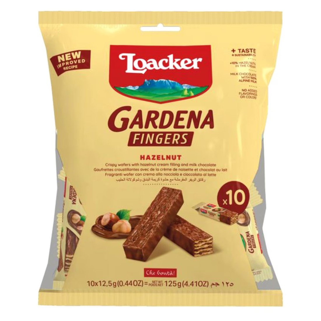 Loacker Gardena Hazelnut White Chocolate Fingers Wafers, 125g