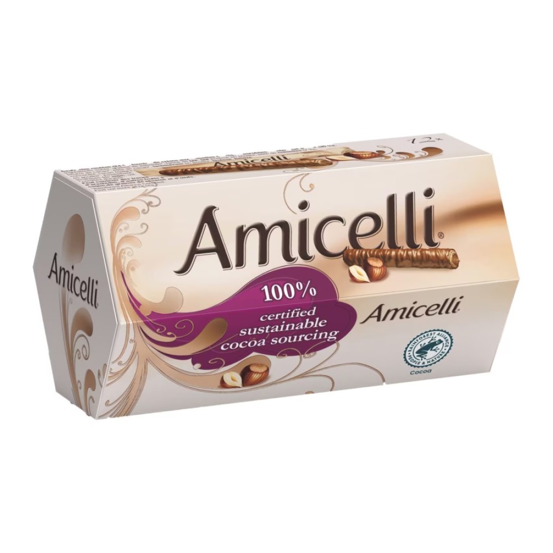 Amicelli Hazelnut Creme Filling Milk Chocolate Wafer Rolls, 150g