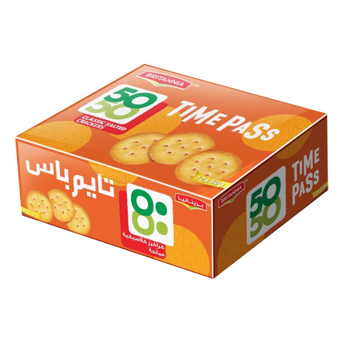 بريتانيا 50-50 بسكويت تايم باس 40 غرام حزمة من 12