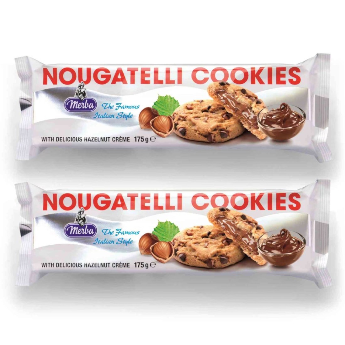 Merba Nougatelli Cookies With Hazelnut Creme 175g Pack of 2
