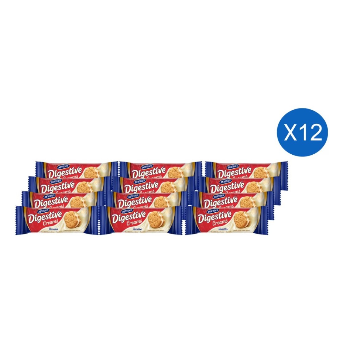 McVitie&#39;s Digestive Creams Vanilla Cream Filled Wheat Biscuit, 40g Pack of 12