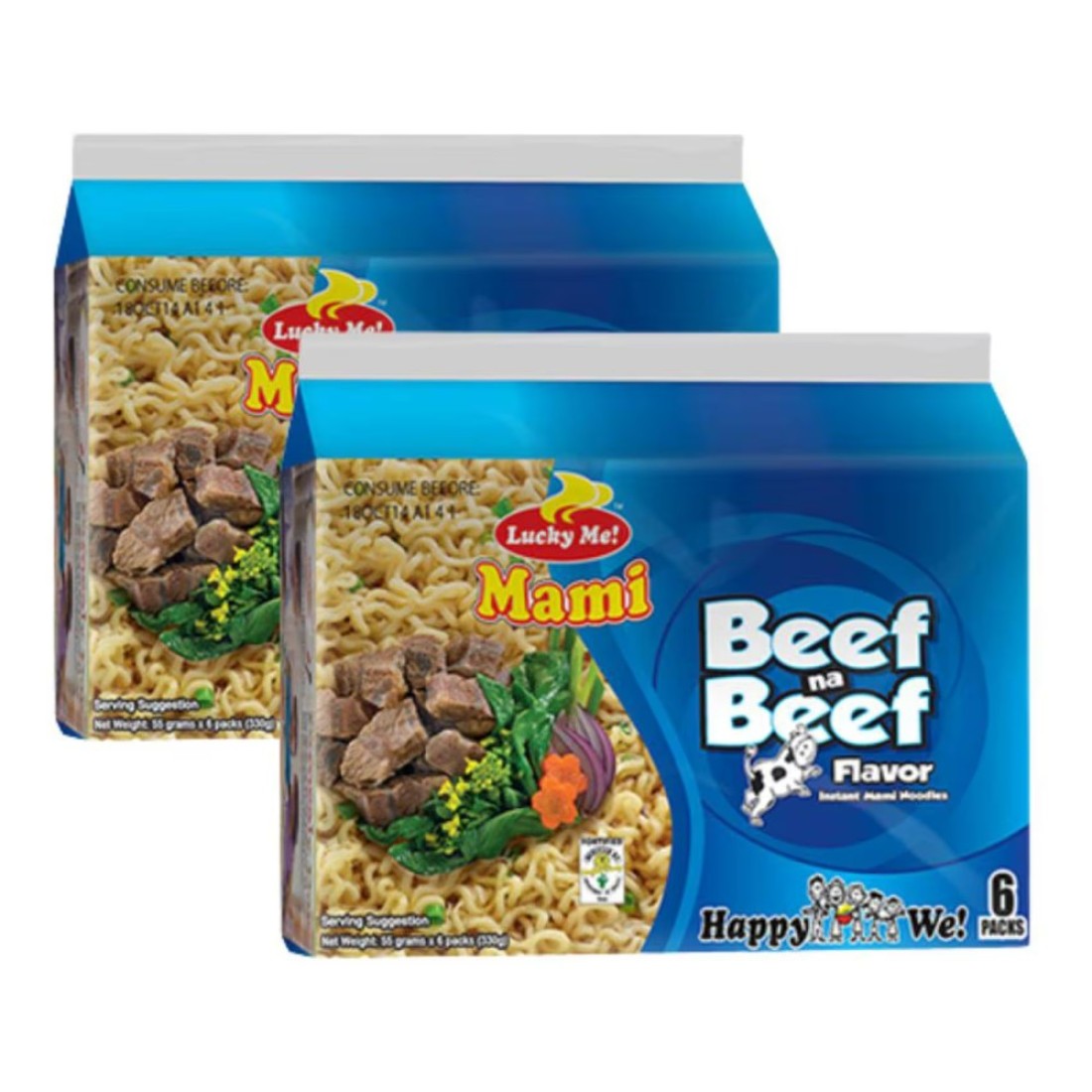 Lucky Me! Mami Beef Flavour Instant Noodles 6 Noodles 60g Pack of 2