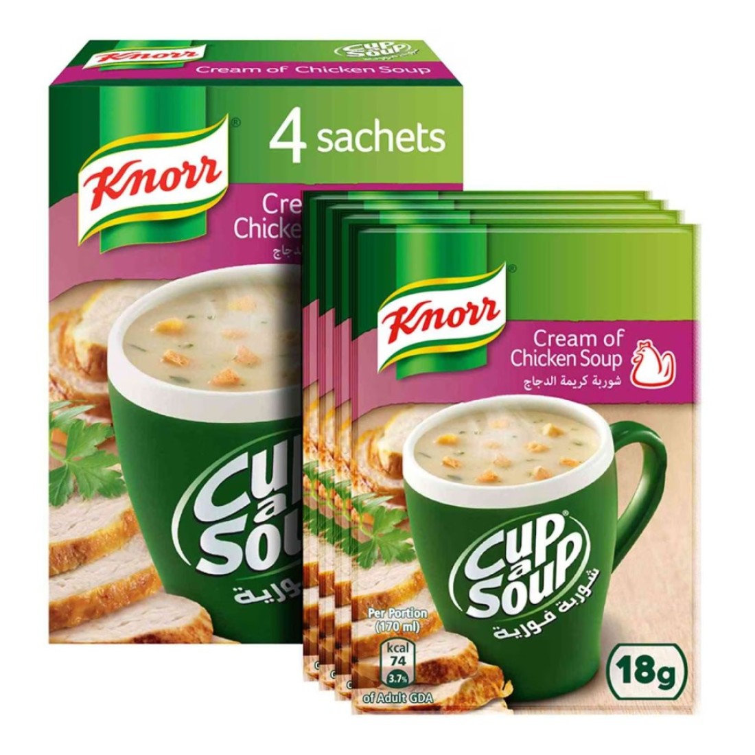 Knorr Cup-A-Soup Cream Of Chicken Soup 22g Pack of 4