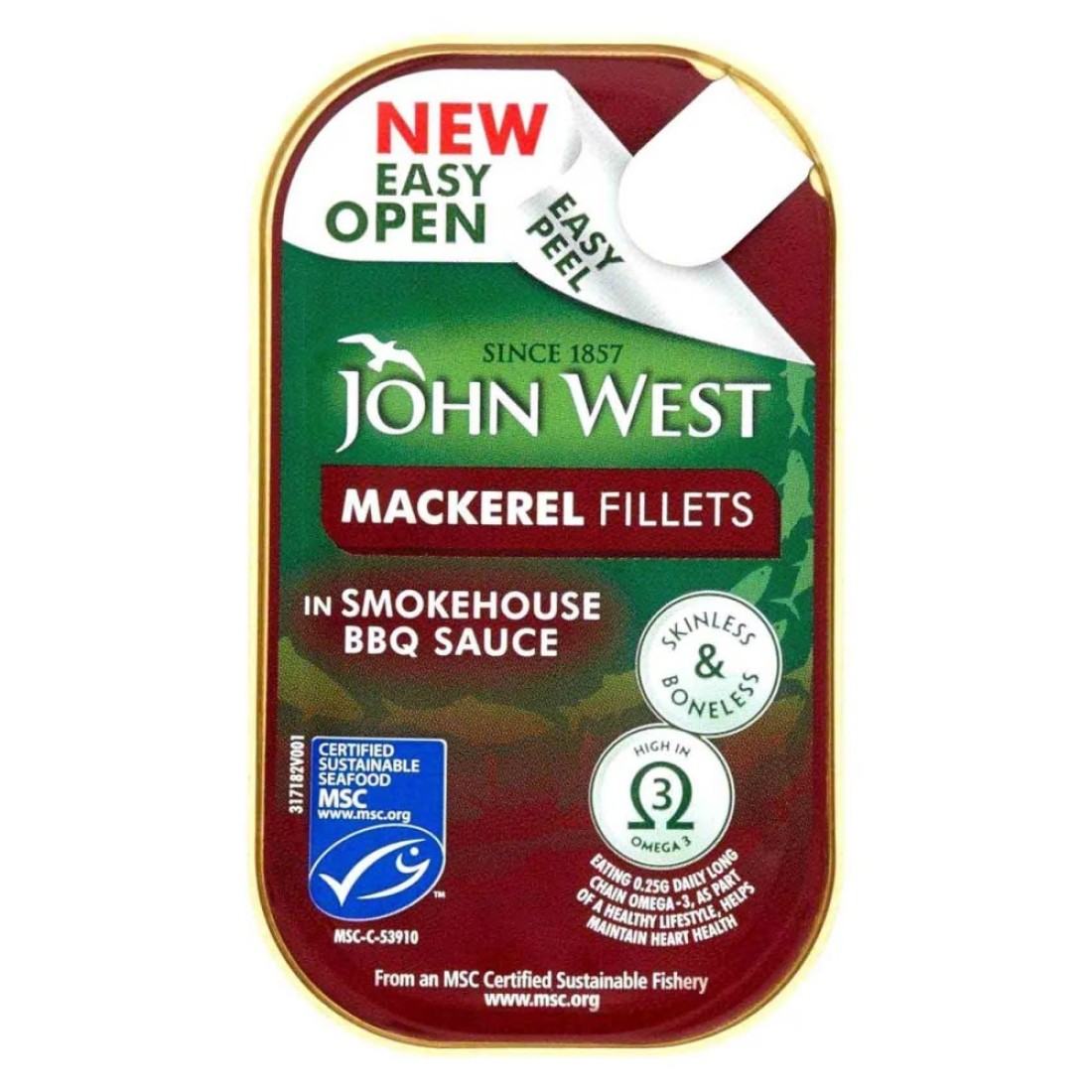 John West Mackerel Fillets In Smokehouse BBQ Sauce 115g