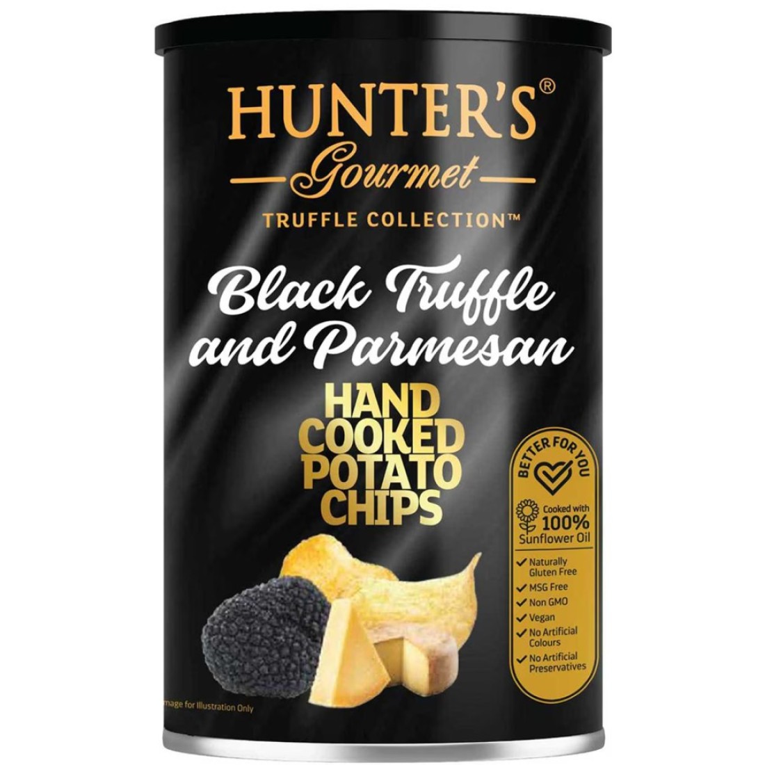 Hunter&#39;s Gourmet Hand Cooked Potato Chips Black Truffle And Parmesan 150g