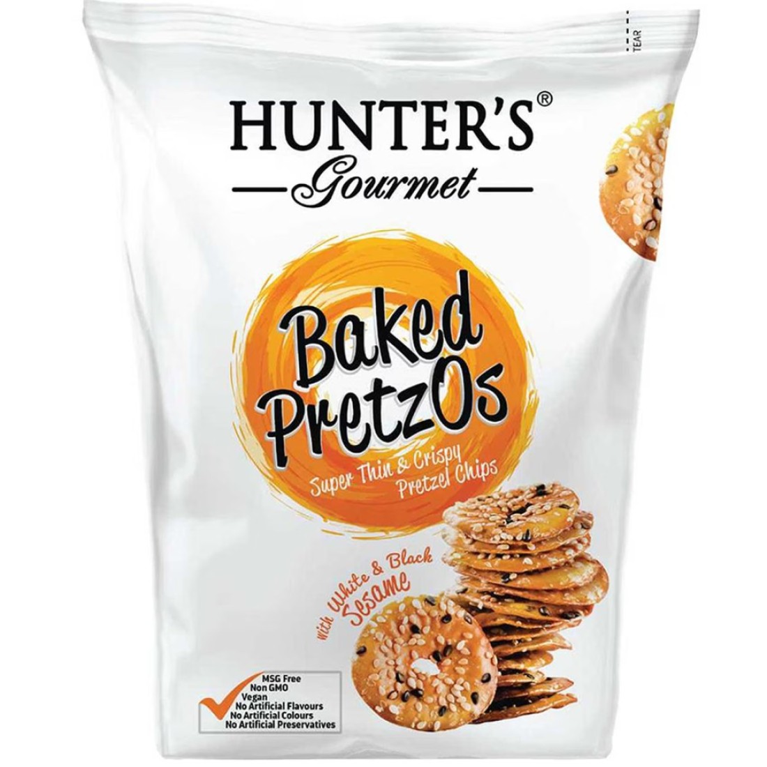 Hunters Gourmet Baked Pretzos With White And Black Sesame 180g