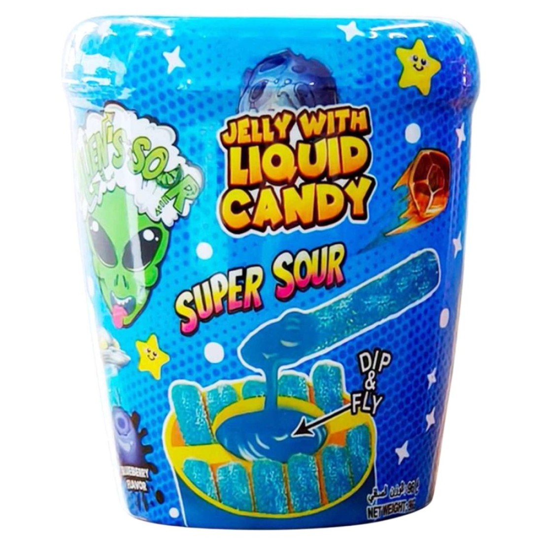 Alien&#39;s Sour Blueberry Flavour Jelly Stick with Liquid Candy, 96g