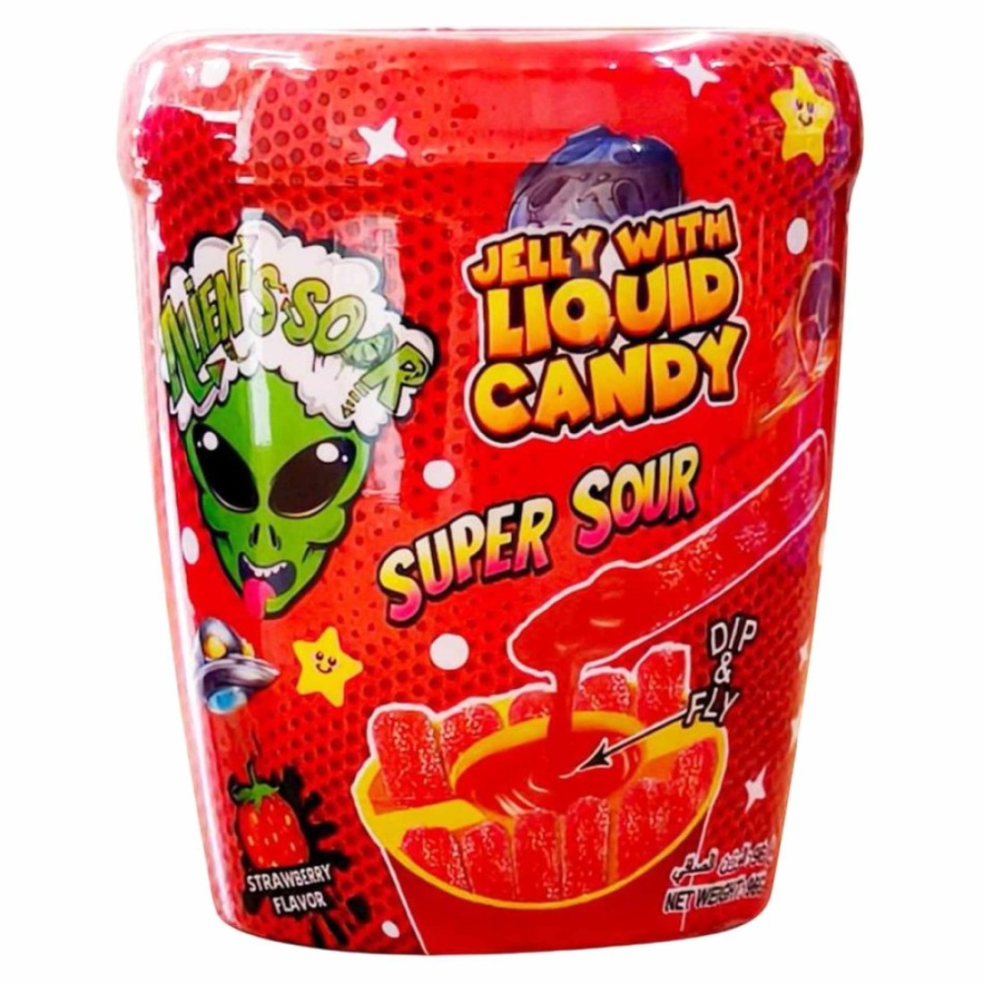 Alien&#39;s Sour Strawberry Flavour Jelly Stick with Liquid Candy, 96g