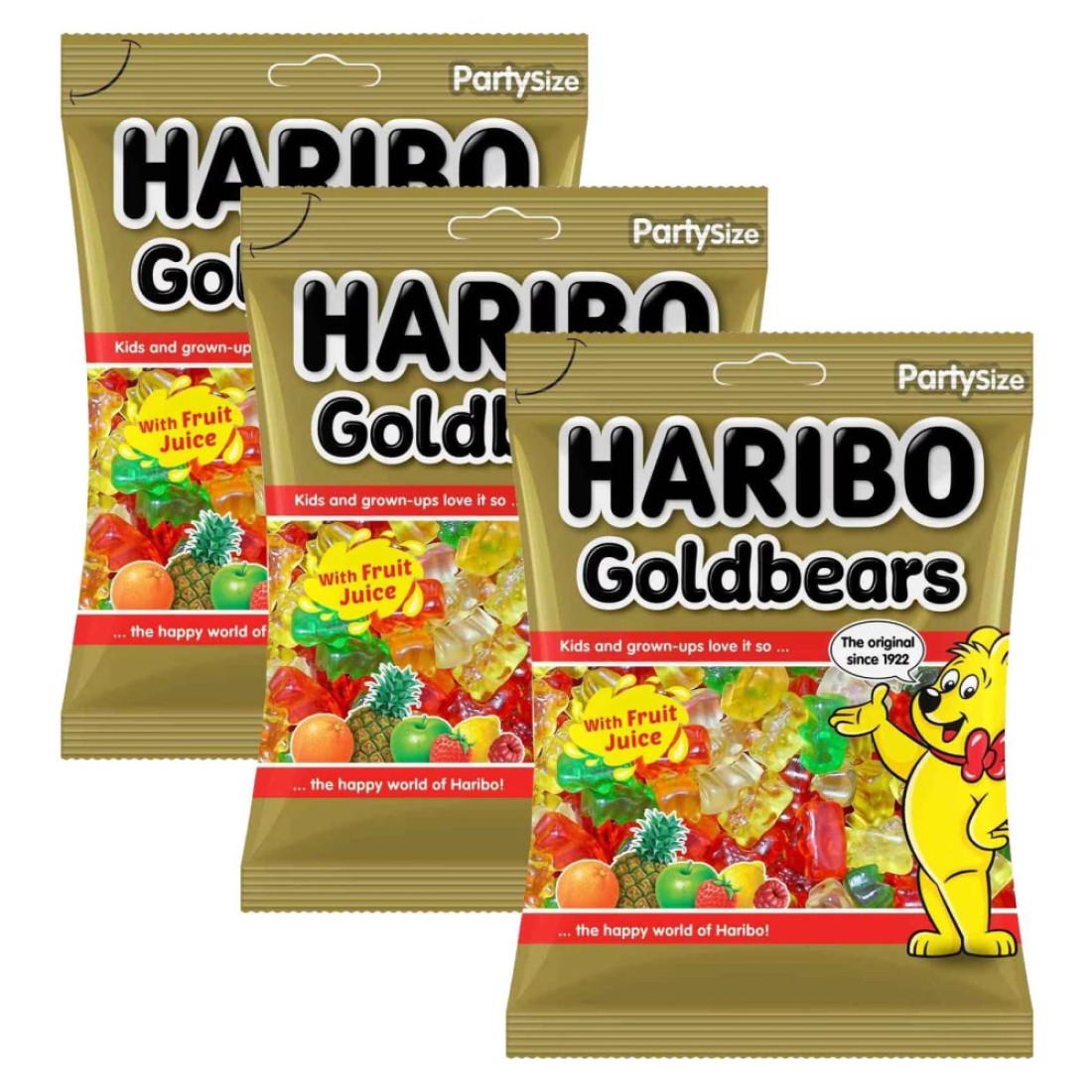 Haribo Goldbears Jelly with Fruit Juice, 160g Pack of 3