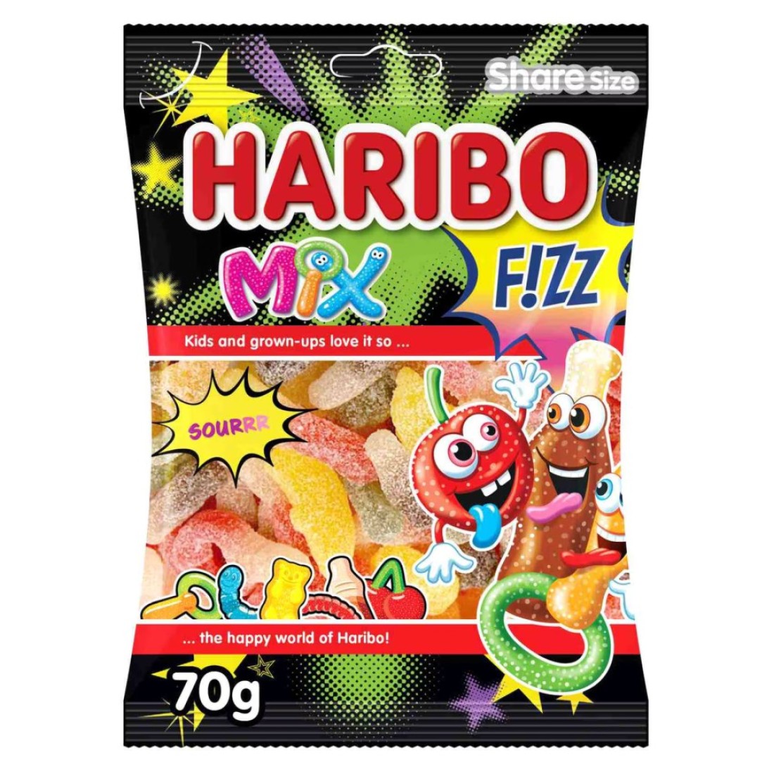 Haribo Mix Fizz Sour Gummy Candy, 70g