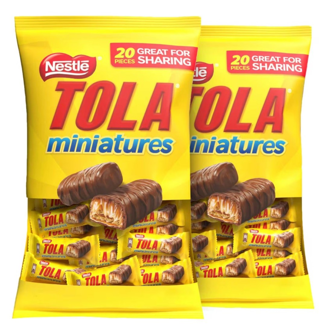 Nestle Tola Miniatures Bites Wrapper Crispy Wafer Covered with Caramel and Milk Chocolate, 160g Pack of 2