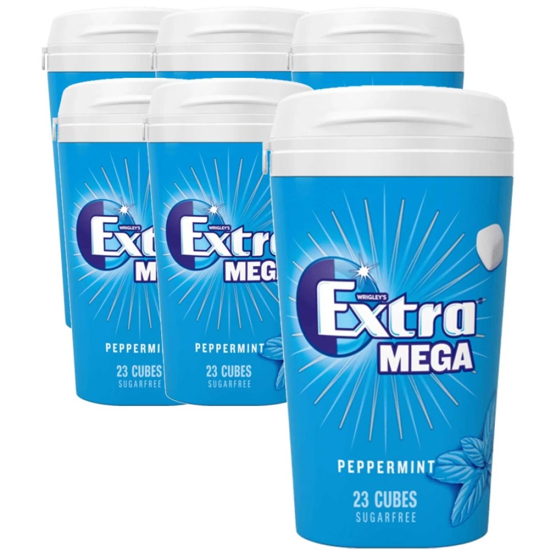 Wrigley&#39;s Extra Mega Peppermint Chewing Gum, 51.5g Pack of 6