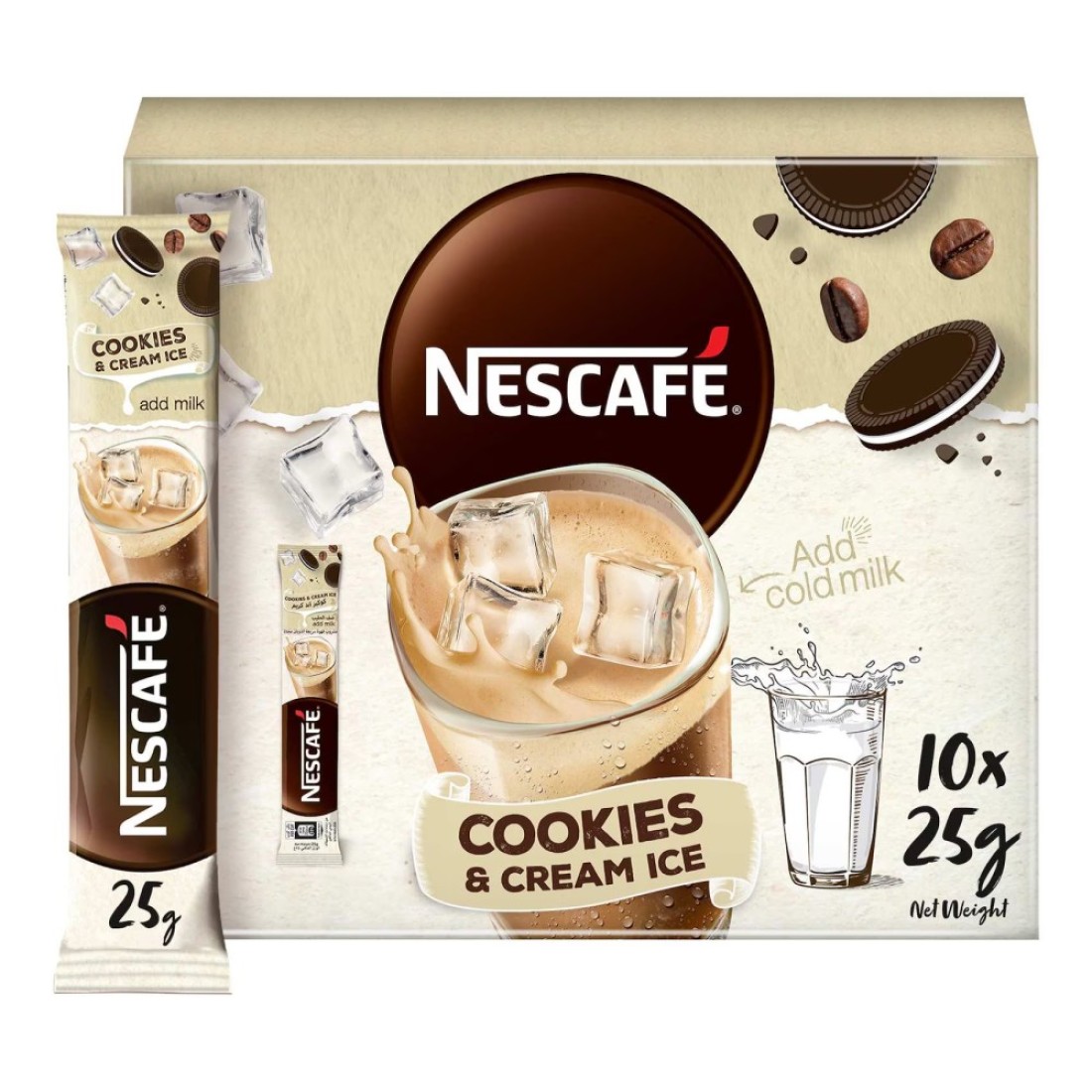 Nescafe Cookies and Cream Ice Coffee Mix, 25g Pack of 10