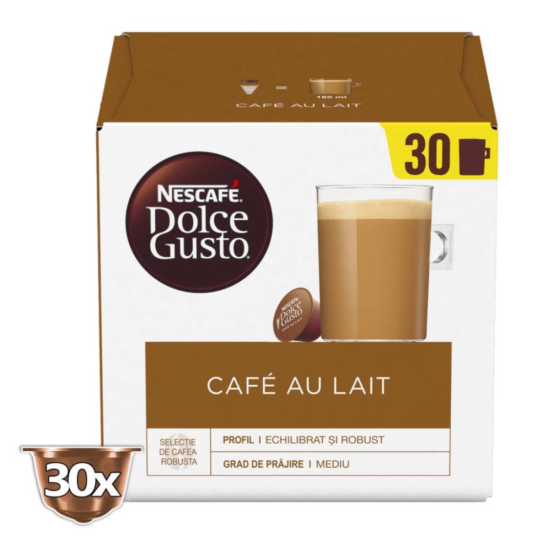 Nescafe Dolce Gusto Cafe Au Lait Coffee Capsules 30 Capsules