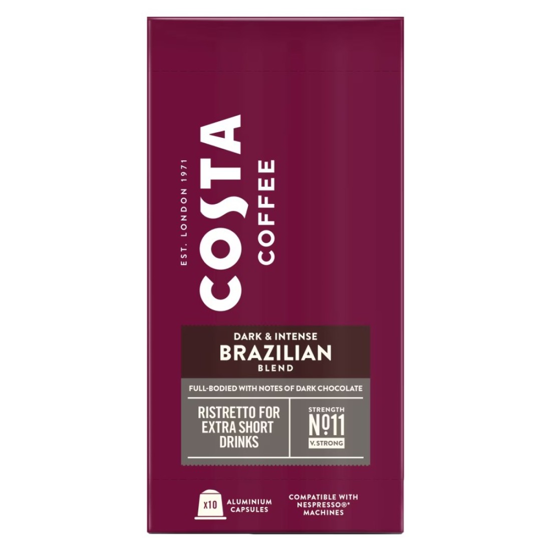 Nespresso Costa Coffee Brazilian Blend Ristretto 10 Capsules