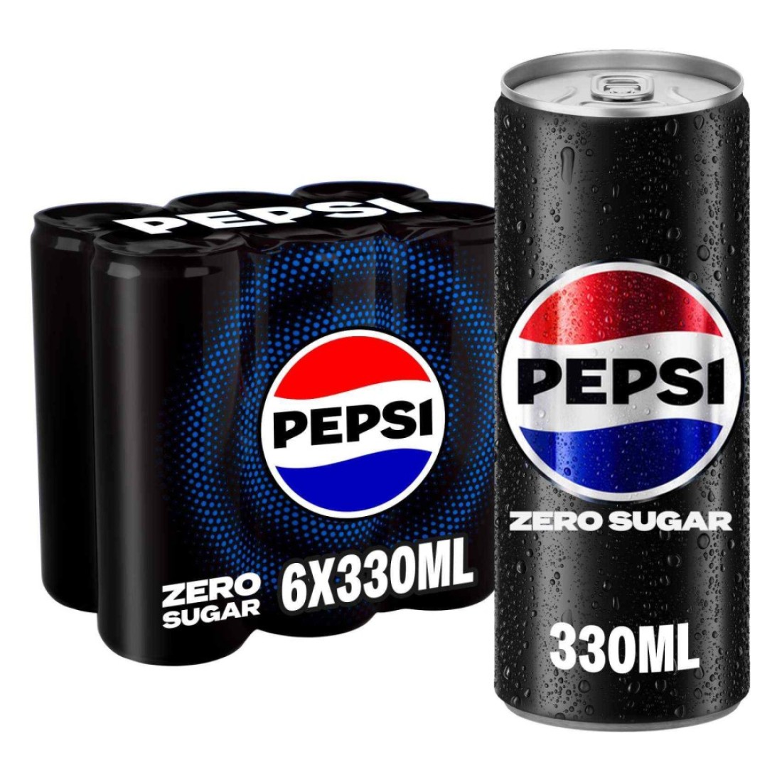 Pepsi Zero Cola Beverage Cans 330ml Pack of 6