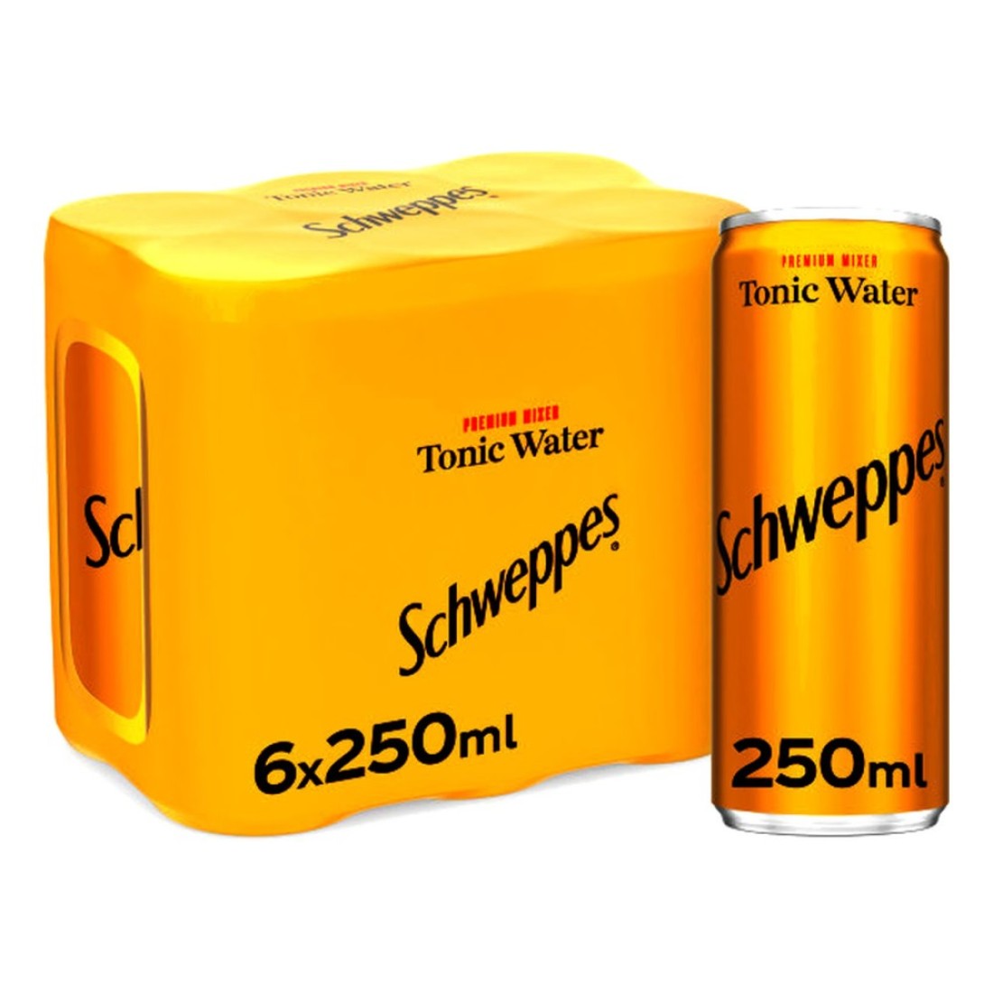 Schweppes Tonic Water Carbonated Drink Can 250ml Pack of 6