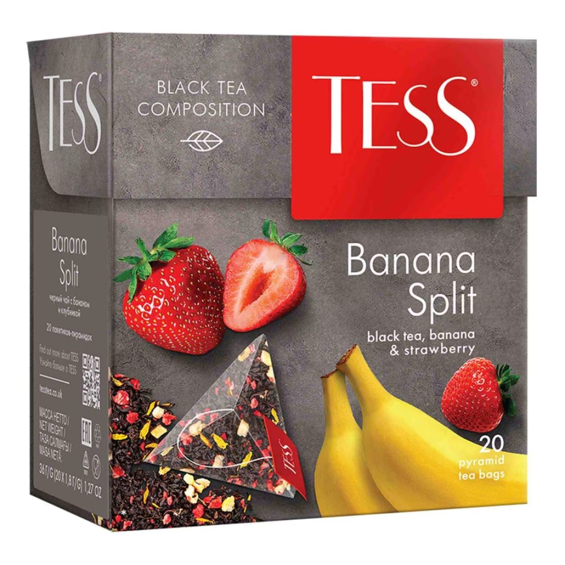 Tess Banana Split Black Tea Banana and Strawberry 20 Tea Bags