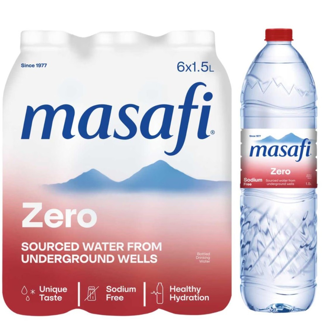 Masafi Zero % Sodium Free Water 1.5L Pack of 6