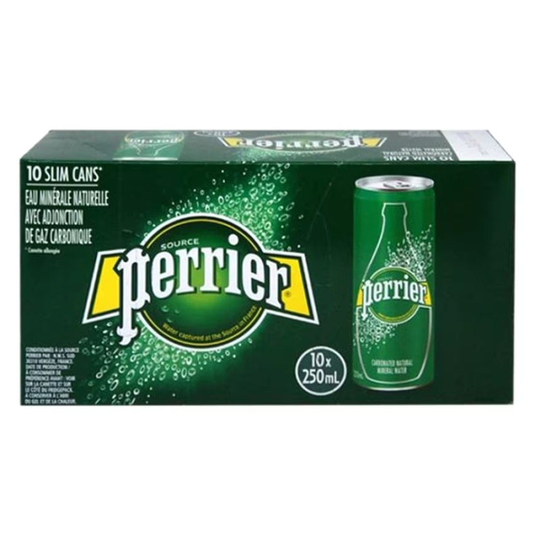 Perrier Sparkling Carbonated Mineral Water Cans 250ml Pack of 10