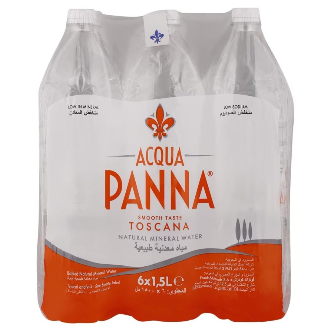 Acqua Panna Toscana Natural Mineral Water 1.5L Pack of 6