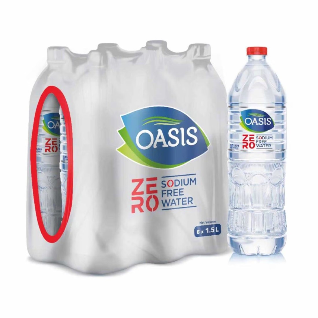Oasis Zero Sodium Free Drinking Water 1.5L Pack of 6