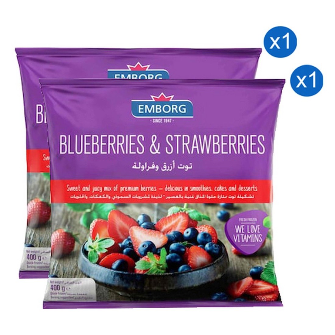 Emborg Blueberries and Strawberries Mix 400g Pack of 2