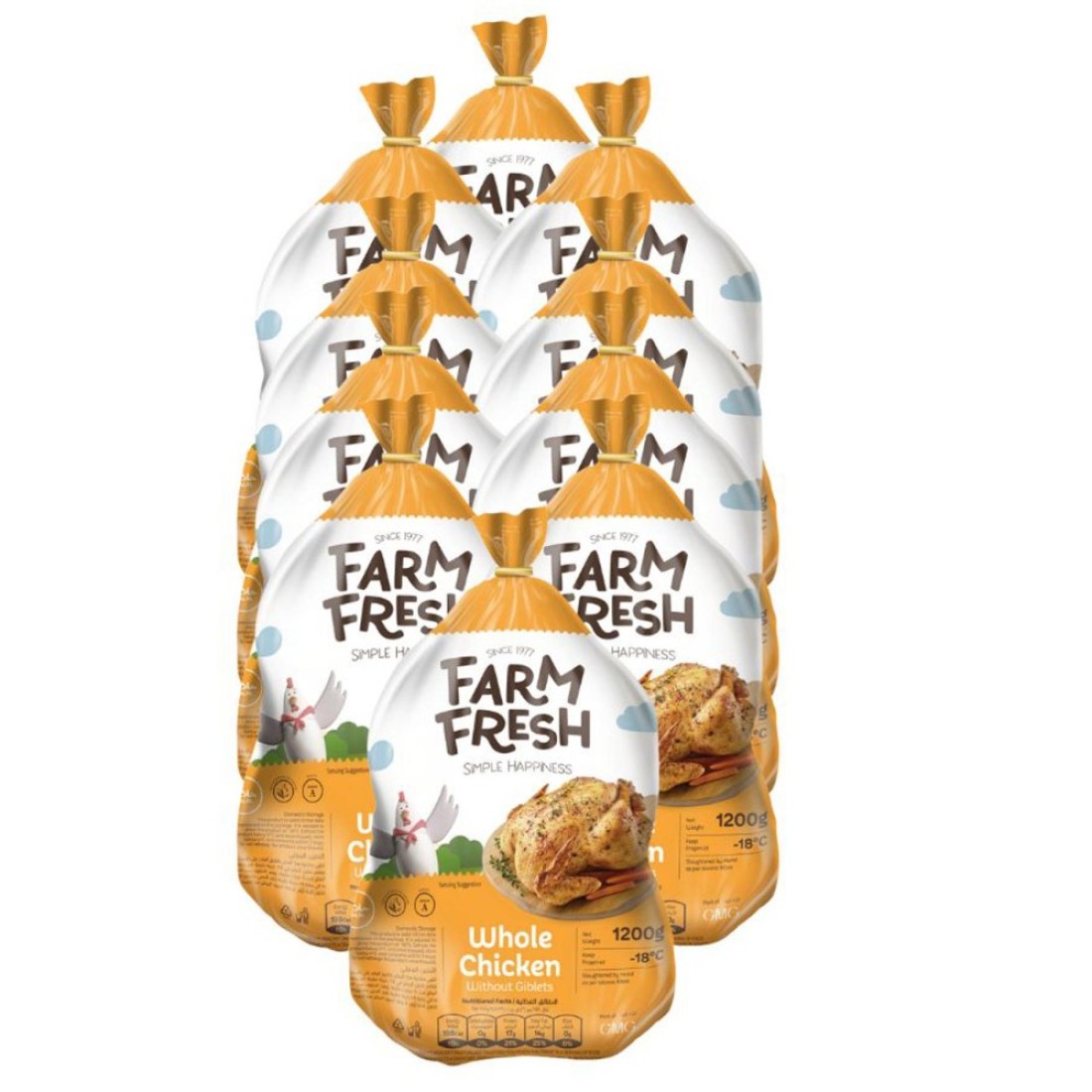 Farm Fresh Frozen Whole Chicken 1.2kg Pack of 10