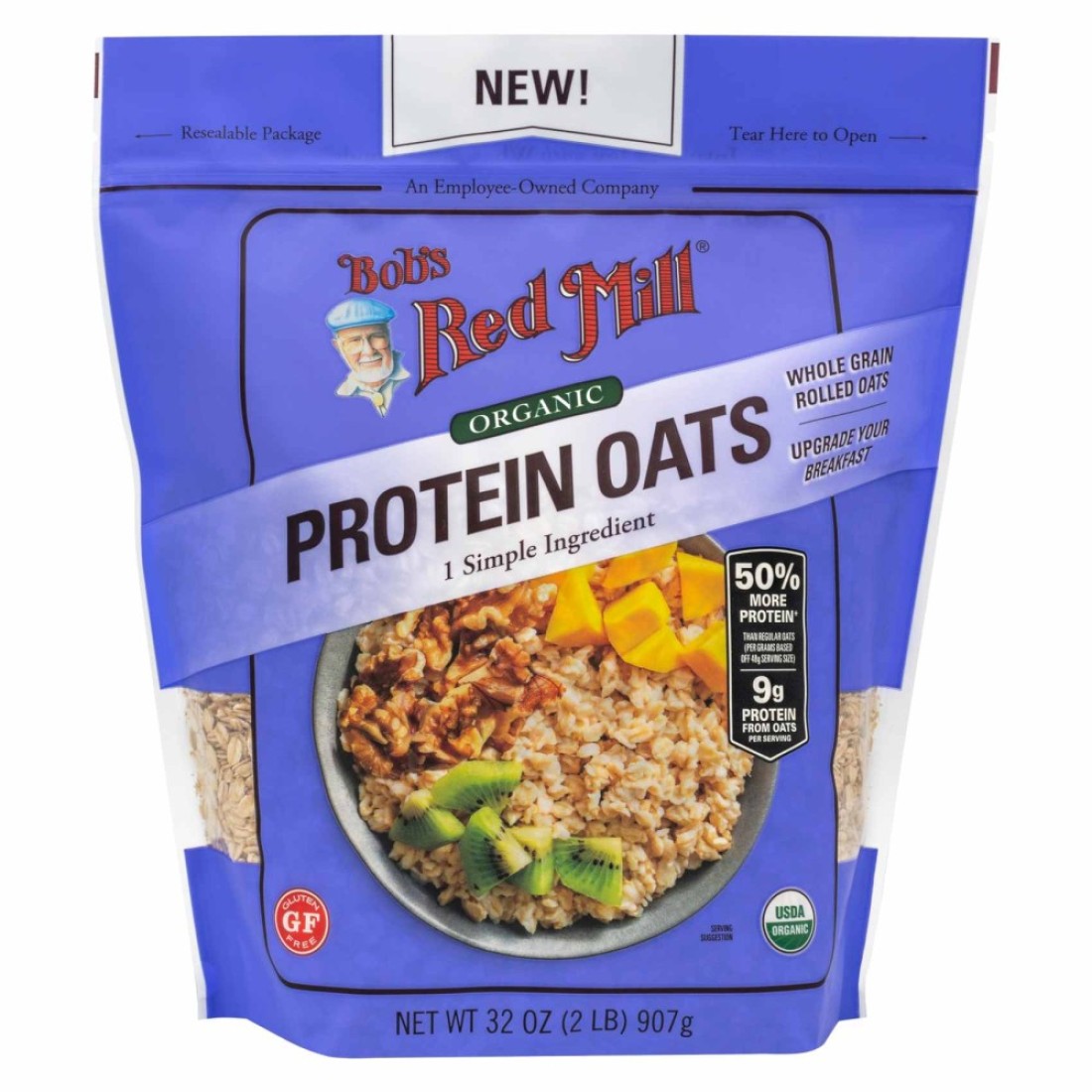 Bob&#39;s Red Mill Organic Rolled Protein Oats 907g
