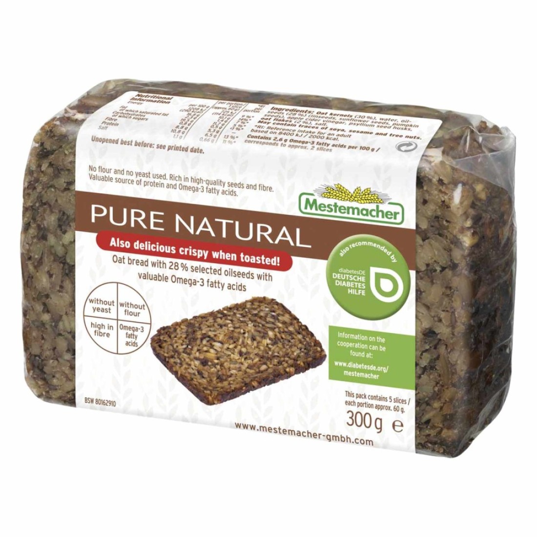 Mestemacher Pure Natural Oat Bread, 300g