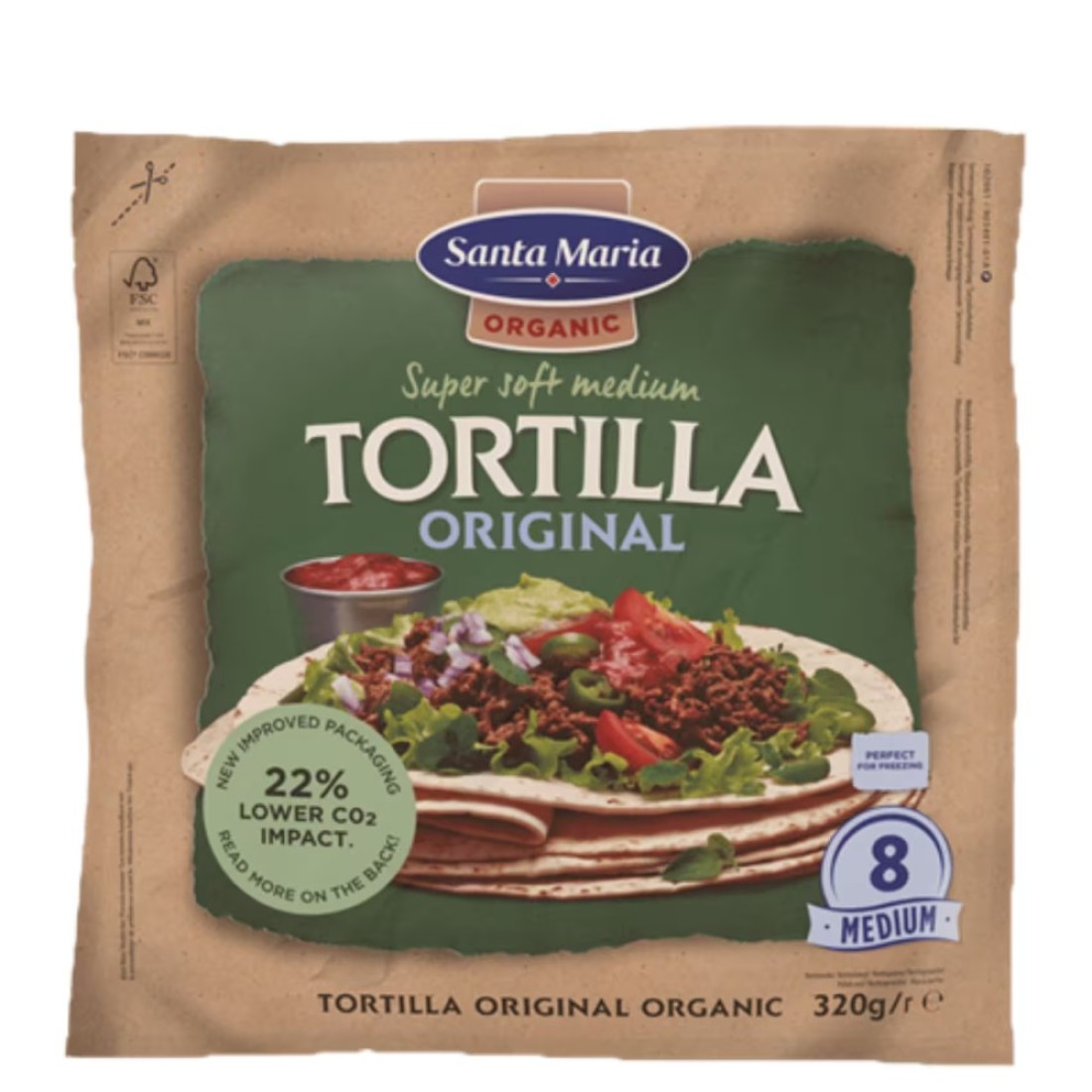 Santa Maria Organic Super Soft Medium Tortilla Original 320g