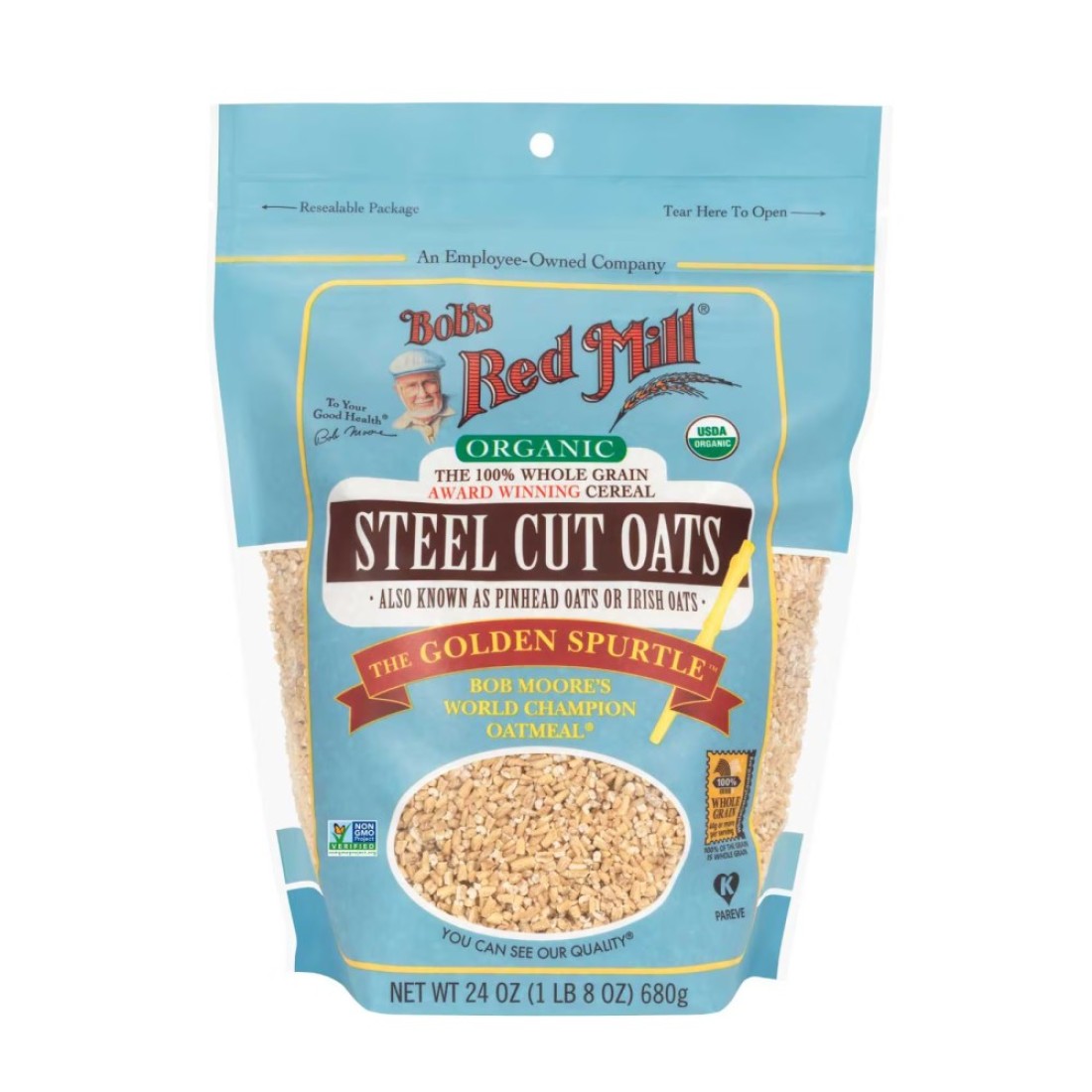 Bob&#39;s Red Mill Organic Steel Cut Oats 100% Whole Grain Irish Oats The Golden Spurtle Non-GMO 680g