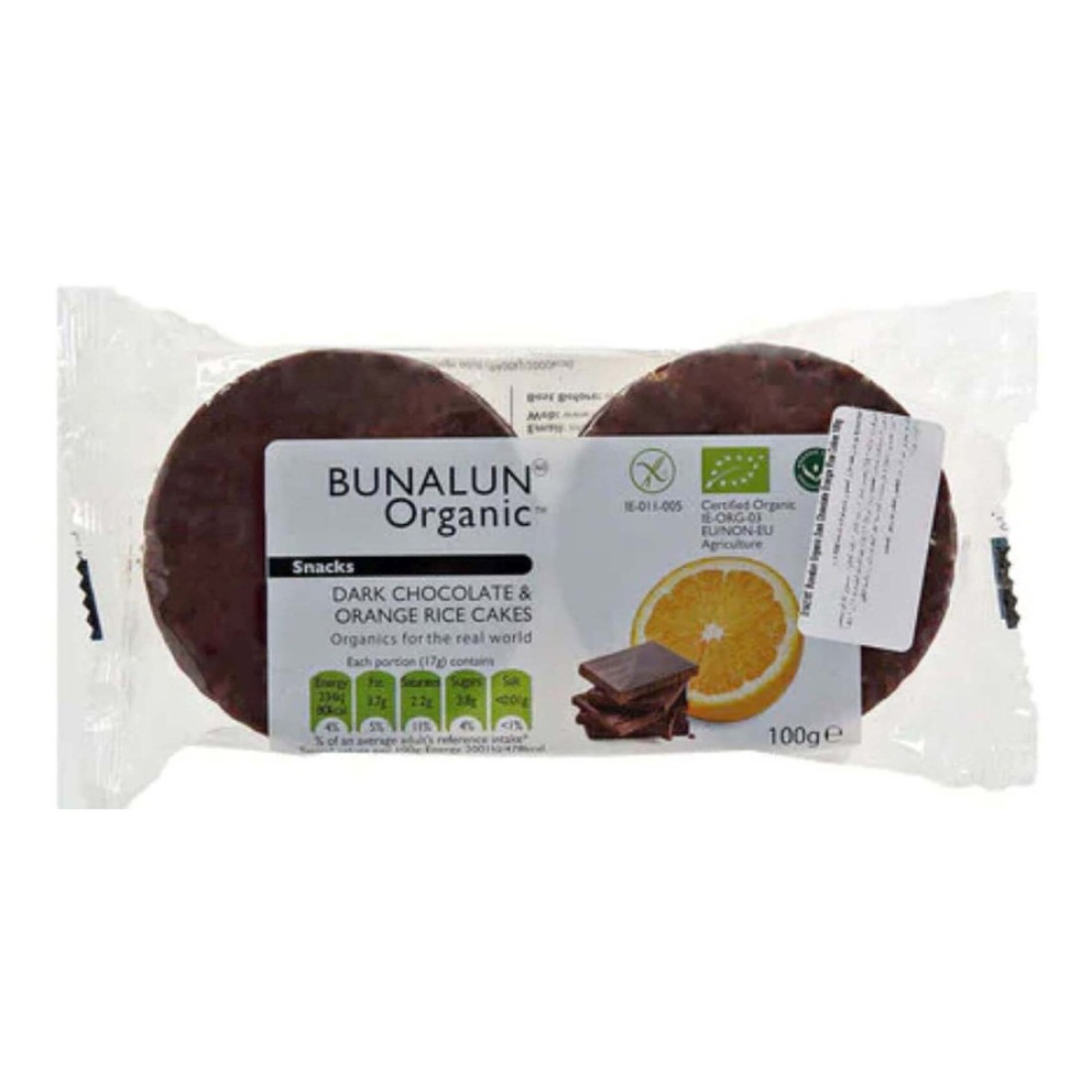 Bunalun Organic Dark Chocolate And Orange Rice Cakes 100g