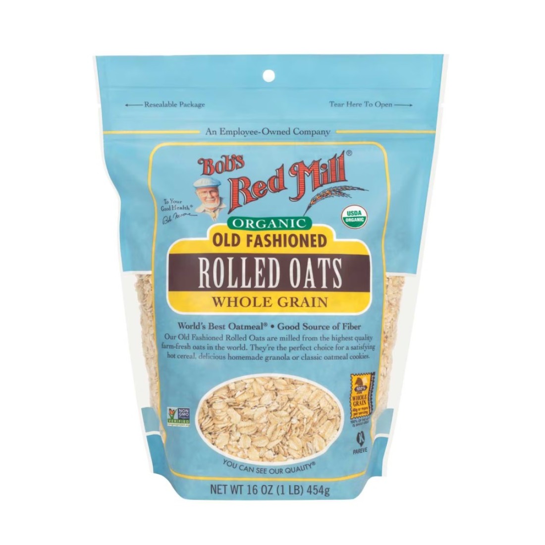 Bob&#39;s Red Mill Organic Whole Grain Old Fashioned Rolled Oats Non-GMO 454g