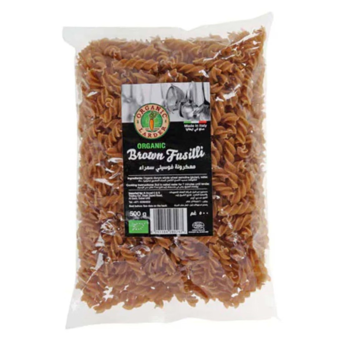 Organic Larder Brown Fusilli Pasta 500g