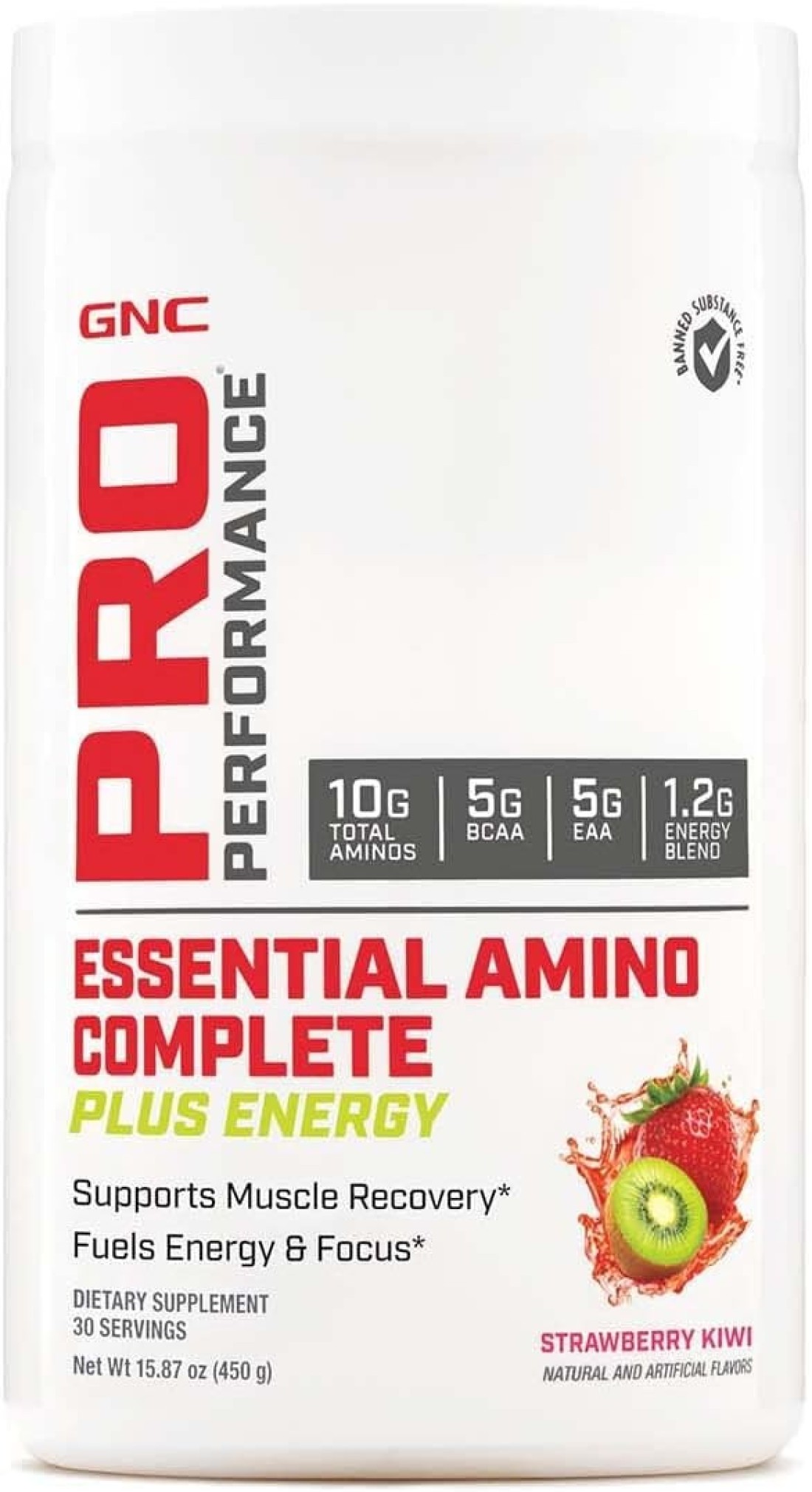GNC Pro Performance Essential Amino Complete Plus Energy, Strawberry Kiwi, 15.9 oz, Supports Muscle Recovery