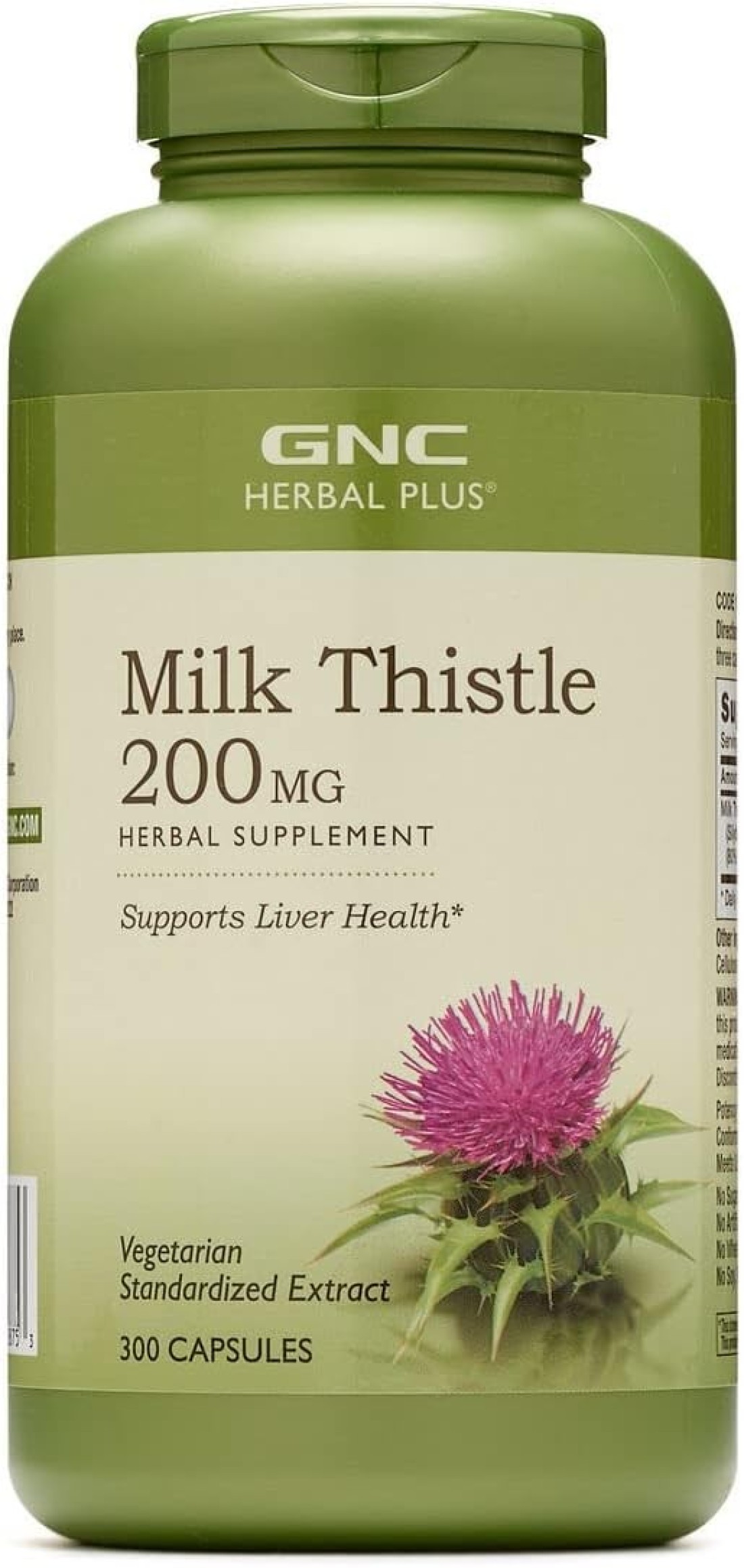 GNC Herbal Plus Milk Thistle 200mg Supports Liver Health 300 Capsules