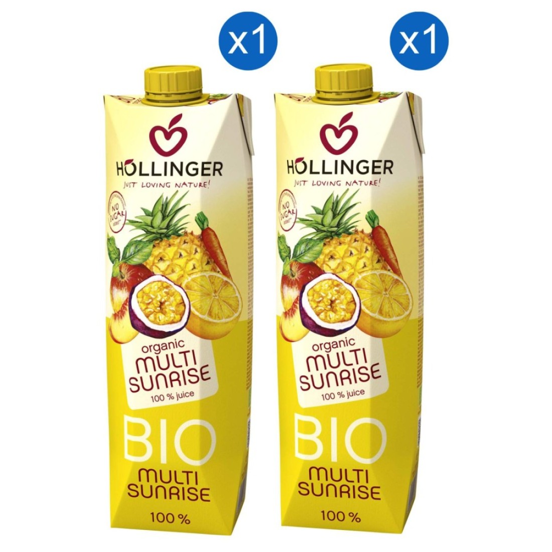 Hollinger Organic Multi Sunrise Juice, 1L Pack of 2