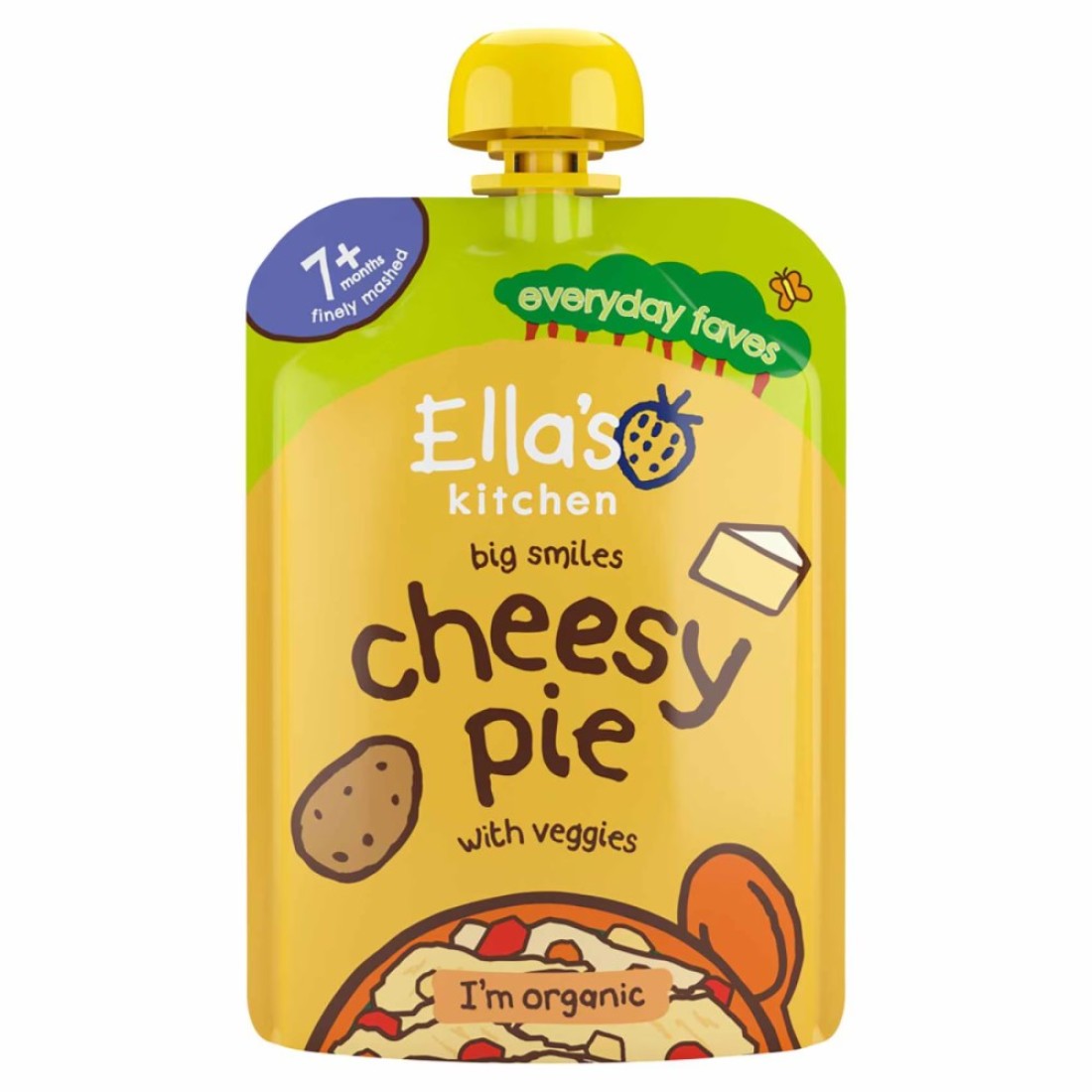 Ella&#39;s Kitchen Organic Cheesy Pie with 6 Different Veggies, 7+ Months Baby Food, Gluten &amp; Dairy Free 130g