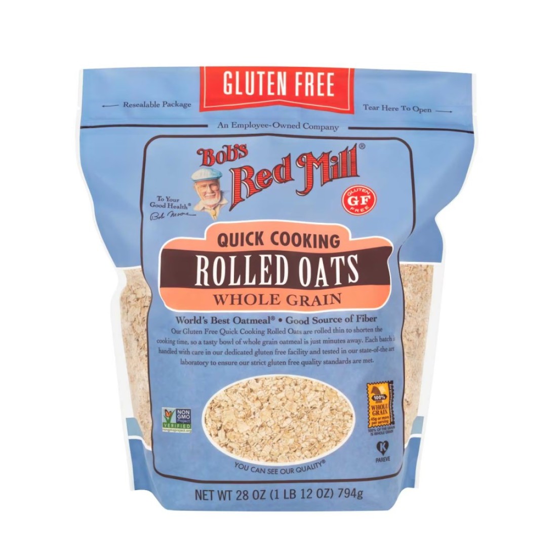 Bob&#39;s Red Mill Rolled Oats Quick Cooking Gluten Free Non-GMO 794g
