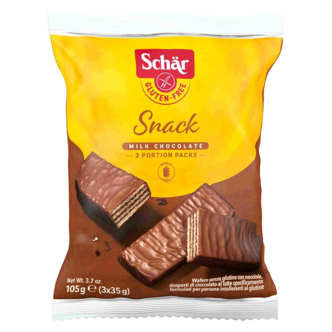 Schar Gluten-Free Milk Chocolate Wafer Snack Bar 105g