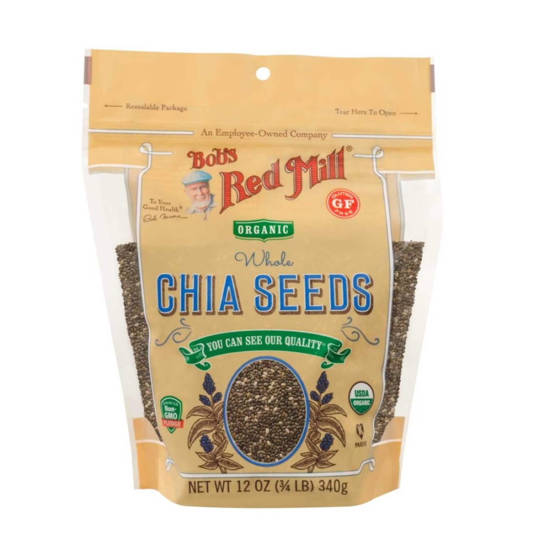 Bob&#39;s Red Mill Organic Whole Chia Seeds Gluten Free Non-GMO 340g