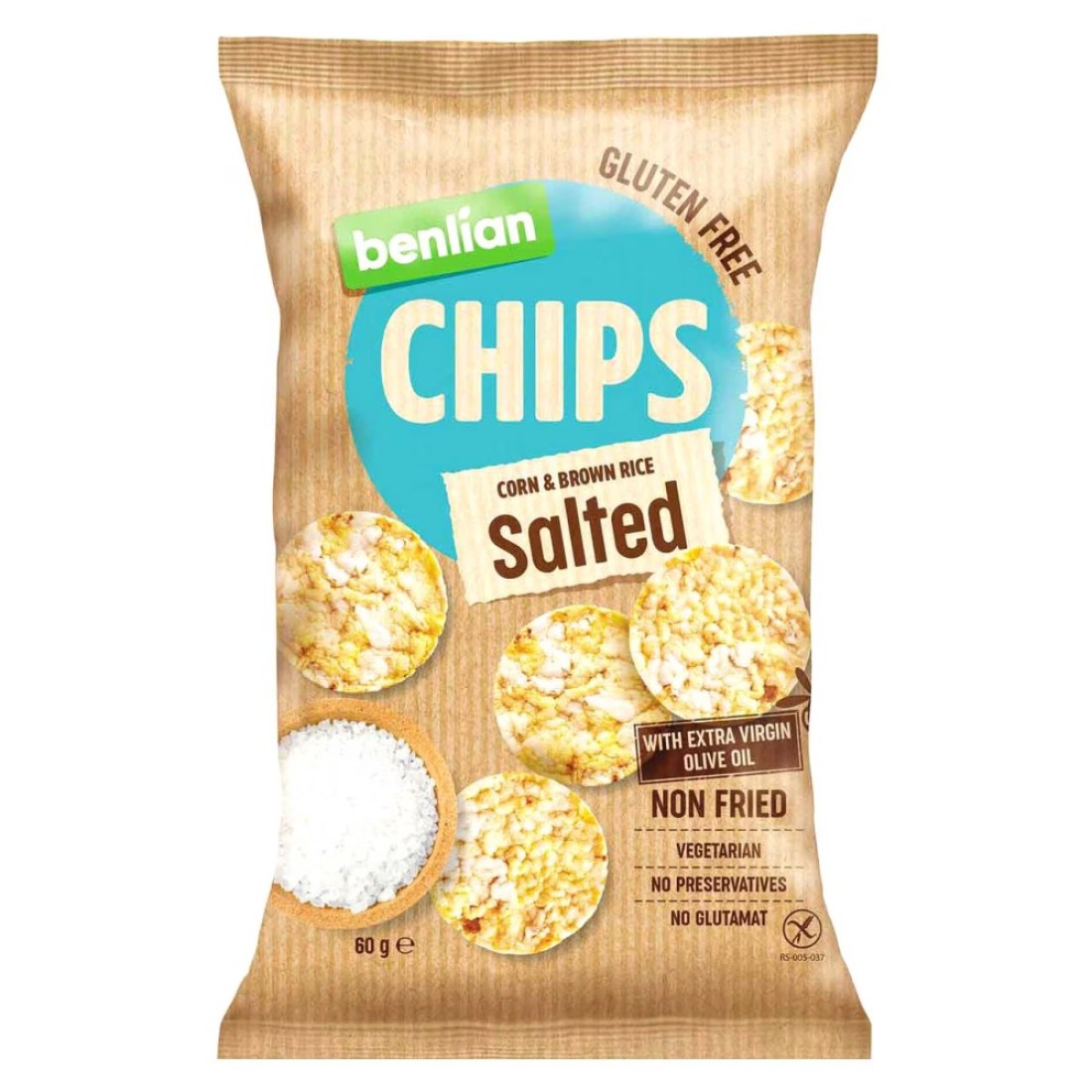 Benlian Gluten-Free Salted Flavoured Corn And Brown Rice Chips 60g