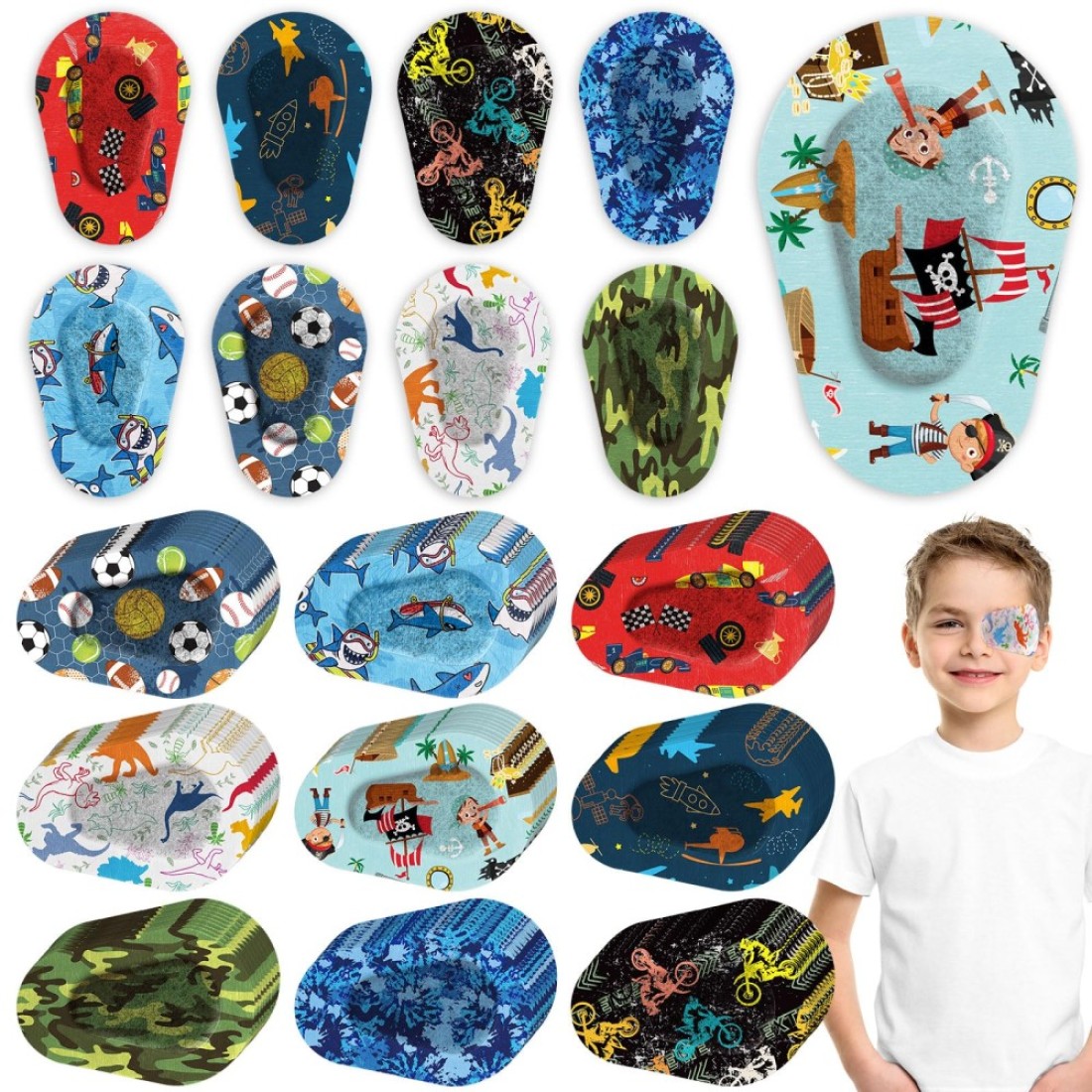 Toulite 90 Pcs Kids Eye Patches Adhesive Eye Patches Girl Boy Cute Toddler Eye Patch Medical Eye Patch for Lazy Eye Amblyopia Cross Eye Baby Eye Patch(Boys Style, 3.3 x 2.3 Inch)