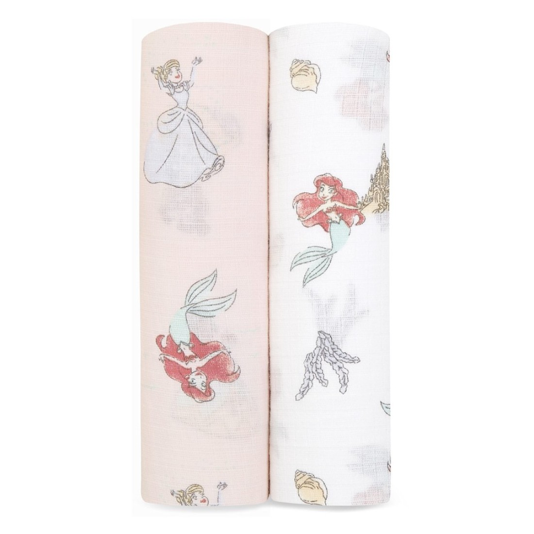 aden + anais Essentials Muslin Swaddle Blankets, Newborn Receiving Blanket for Swaddling, 100% Cotton Baby Swaddle Wrap, 2 Pack, Disney Princess