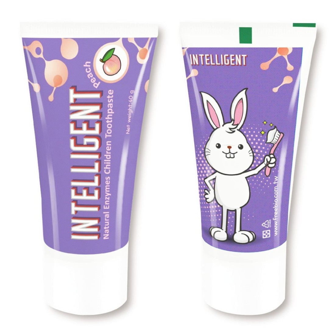 INTELLIGENT Enzymatic Kids Toothpaste White Healthy Teeth for Baby and Toddler Natural NonFoaming Infant Tooth Paste SulfateFree FluorideFree MintFree 2 pcs x 137 Ounce Peach