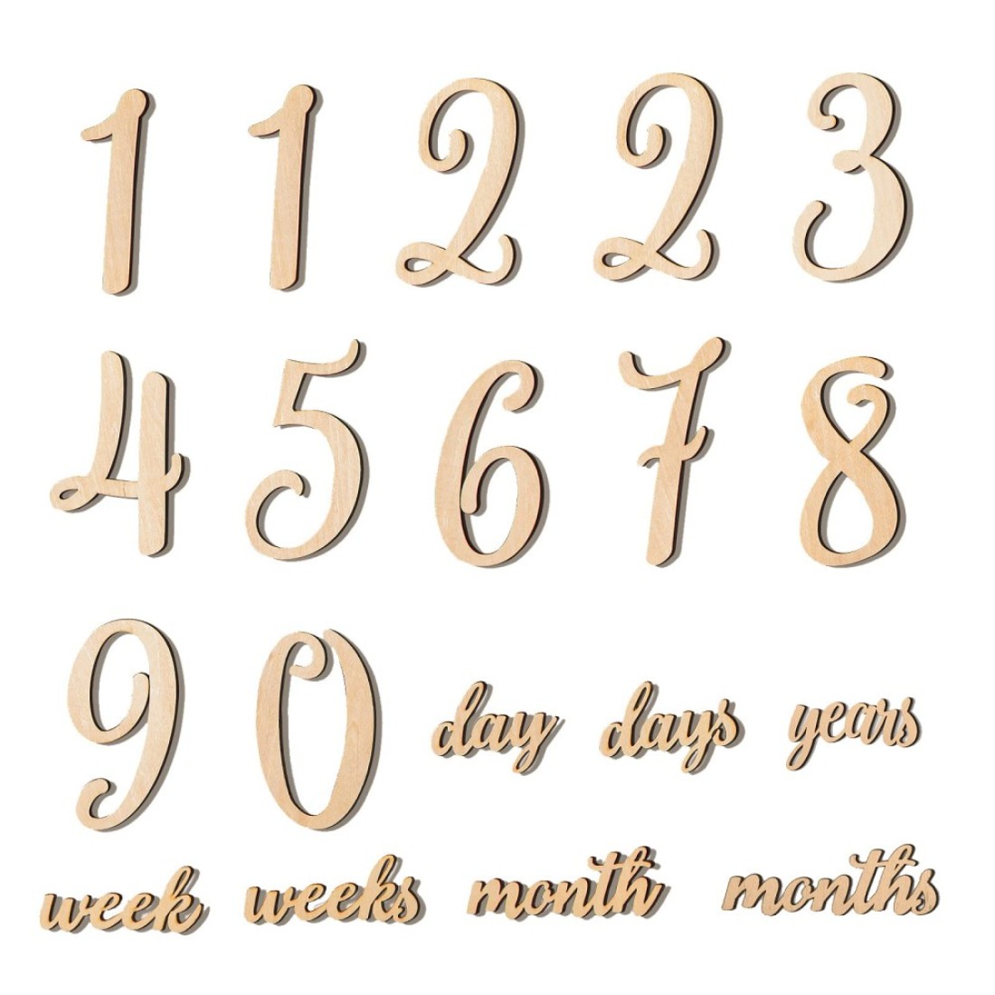 Promise Babe 19pcs Baby Milestone Numbers Wooden Milestones Newborn Photography Prop Wooden Milestone Monthly Card